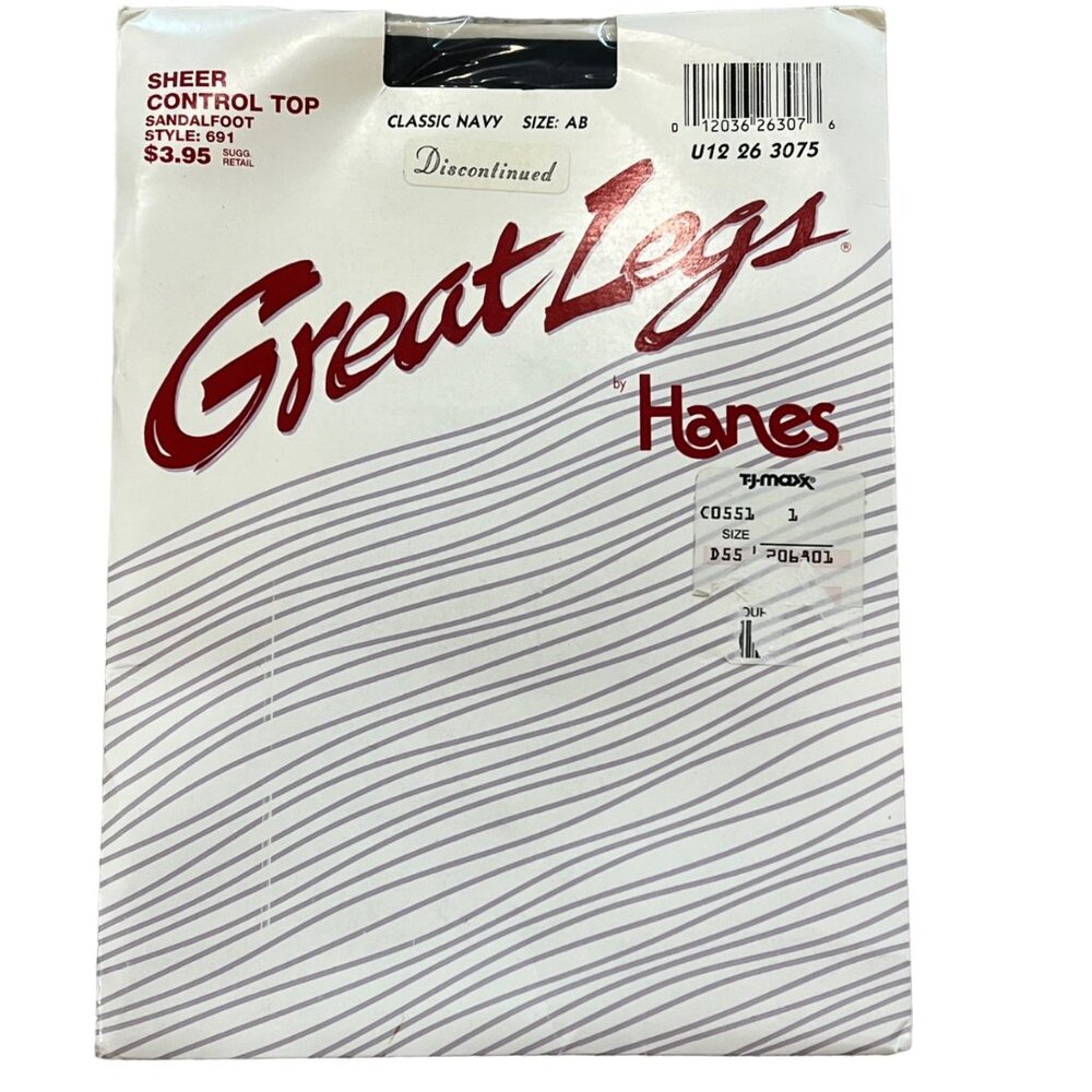 Hanes Great Legs Sheer Control Top Pantyhose Classic Navy New Size AB